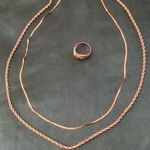 Elegant 14K gold Necklaces and Ring Set